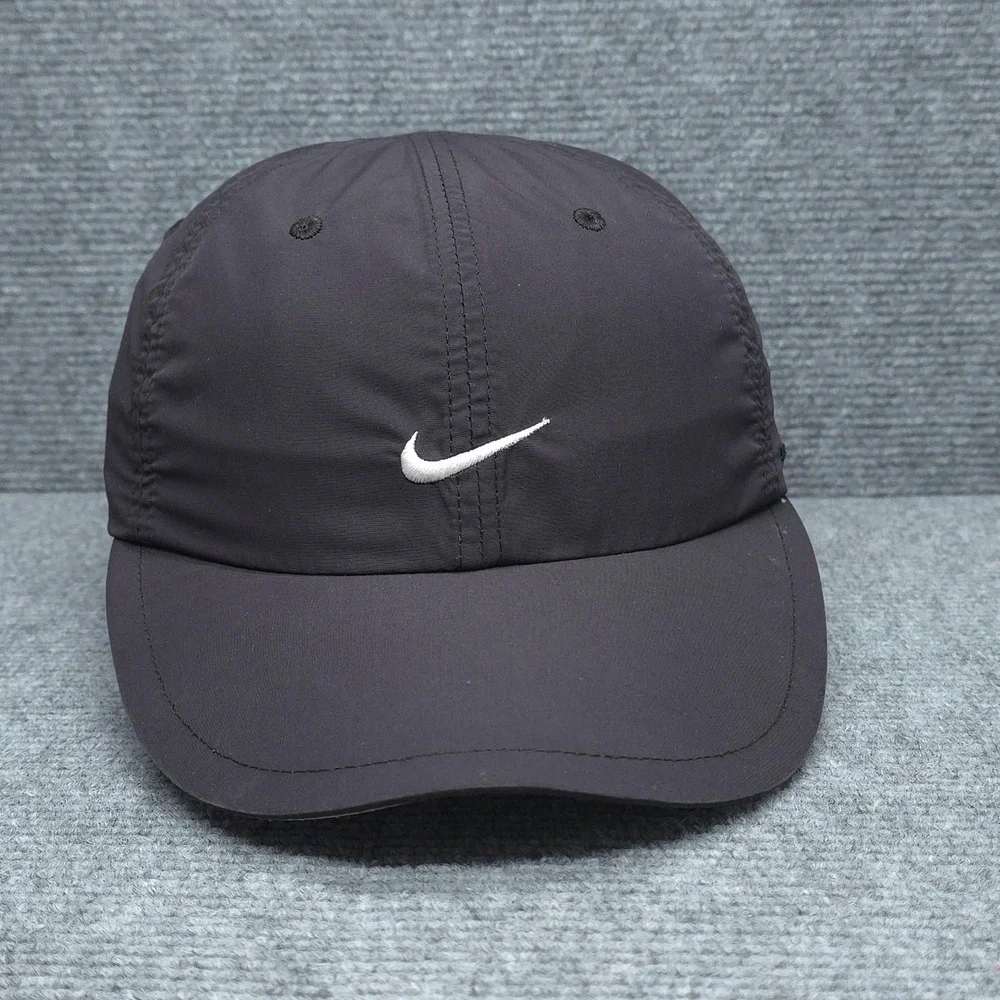 Nike Hat Cap Strap Back Black Dri Fit Center Swoosh Run Hike Pickleball Golf Men